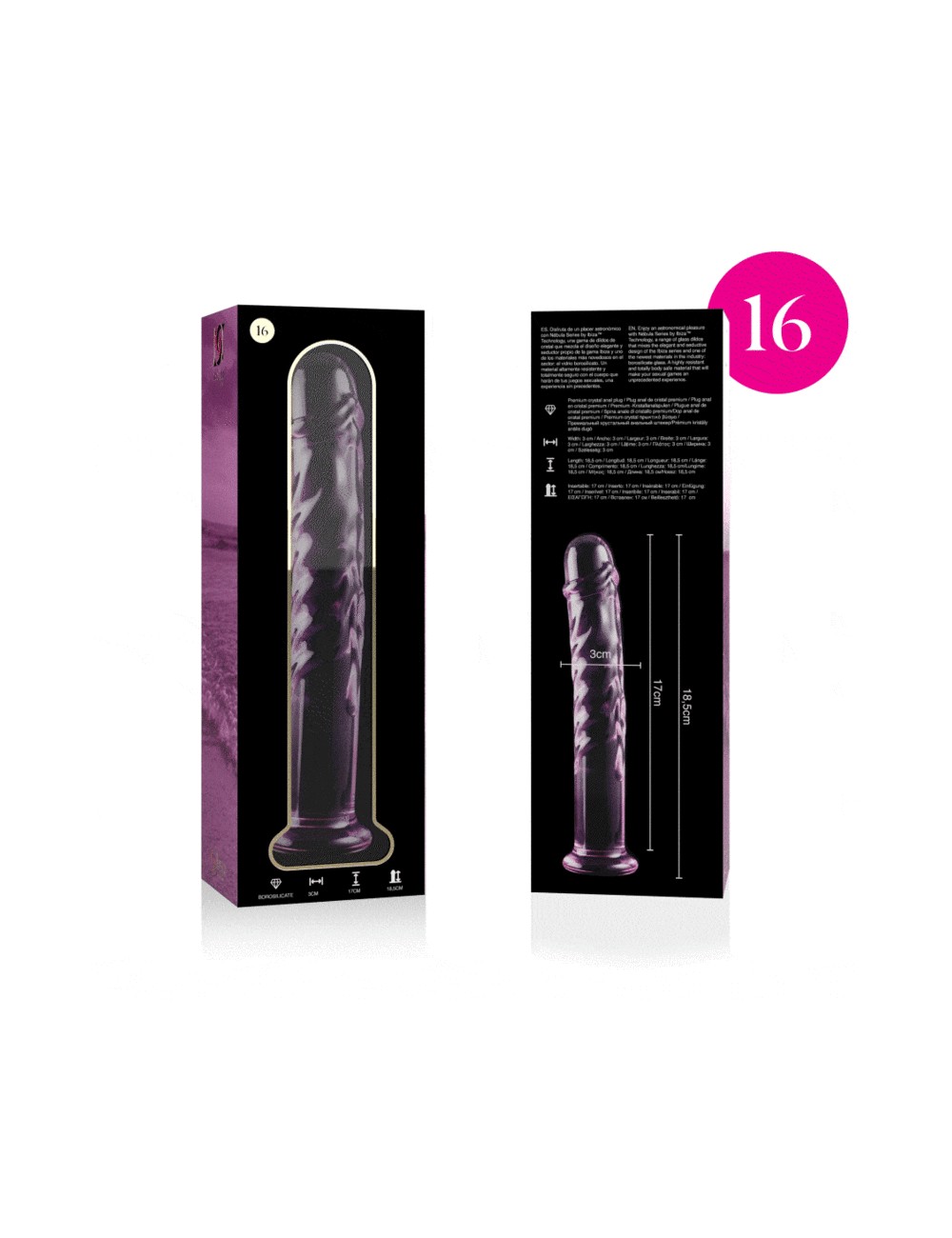 NEBULA SERIES BY IBIZA - MODEL 16 DILDO BOROSILICATE GLASS PINK 18.5 CM -O- 3 CM NEBULA SERIES BY IBIZA - MODEL 16 DILDO BOROSILICATE GLASS PINK 18.5 CM -O- 3 CM