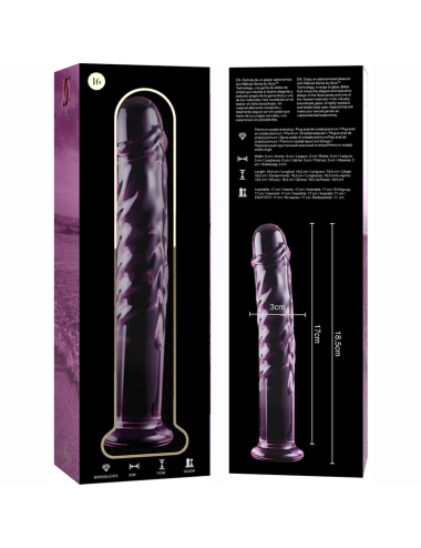 NEBULA SERIES BY IBIZA - MODEL 16 DILDO BOROSILICATE GLASS PINK 18.5 CM -O- 3 CM