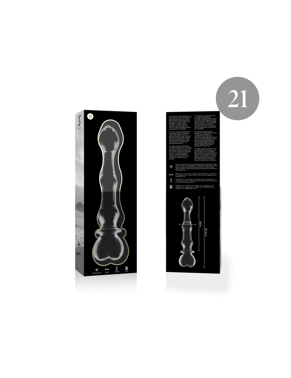 NEBULA SERIES BY IBIZA - MODEL 21 DILDO BOROSILICATE GLASS CLEAR 20.5 CM -O- 3.5 CM NEBULA SERIES BY IBIZA - MODEL 21 DILDO BOROSILICATE GLASS CLEAR 20.5 CM -O- 3.5 CM