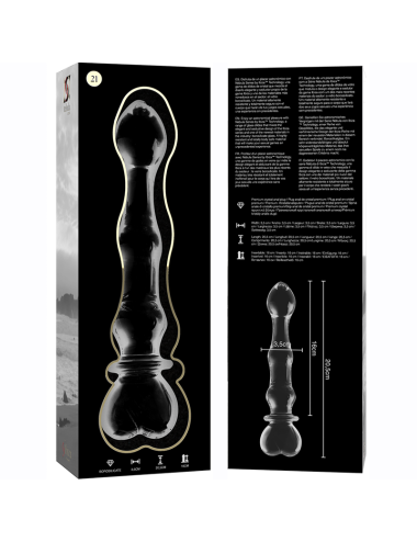 NEBULA SERIES BY IBIZA - MODEL 21 DILDO BOROSILICATE GLASS CLEAR 20.5 CM -O- 3.5 CM