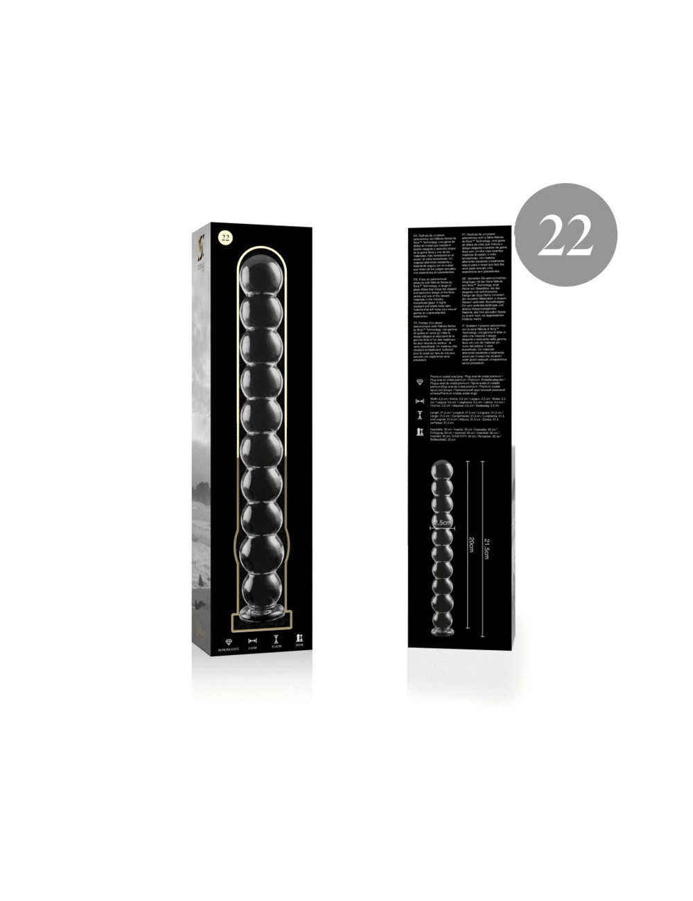 NEBULA SERIES BY IBIZA - MODEL 22 DILDO BOROSILICATE GLASS CLEAR 21.5 CM -O- 2.5 CM