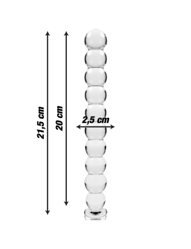 NEBULA SERIES BY IBIZA - MODEL 22 DILDO BOROSILICATE GLASS CLEAR 21.5 CM -O- 2.5 CM