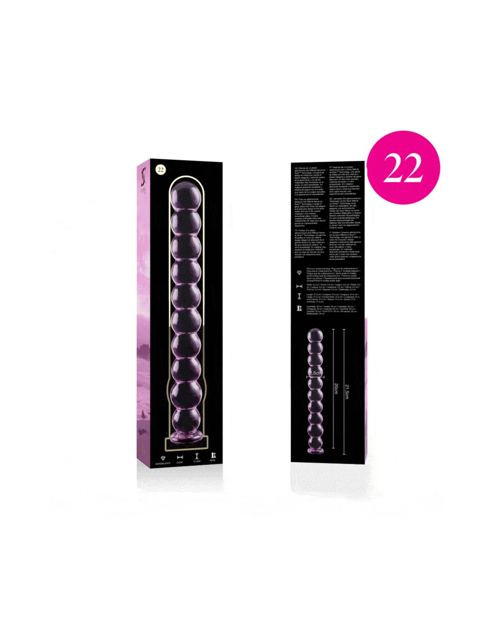 NEBULA SERIES BY IBIZA - MODEL 22 DILDO BOROSILICATE GLASS PINK 21.5 CM -O- 2.5 CM