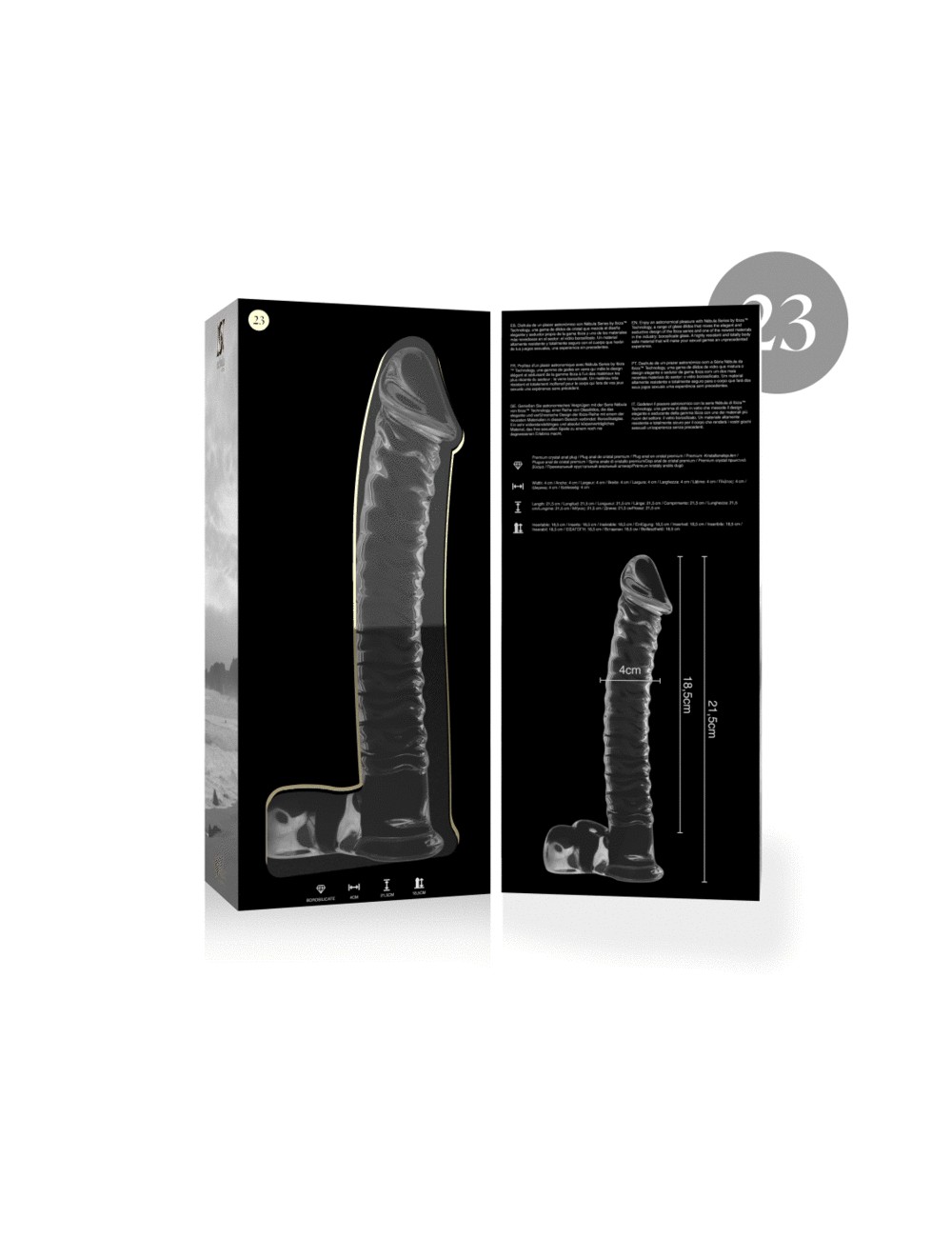 NEBULA SERIES BY IBIZA - MODEL 23 DILDO BOROSILICATE GLASS CLEAR 21.5 CM -O- 4 CM NEBULA SERIES BY IBIZA - MODEL 23 DILDO BOROSILICATE GLASS CLEAR 21.5 CM -O- 4 CM