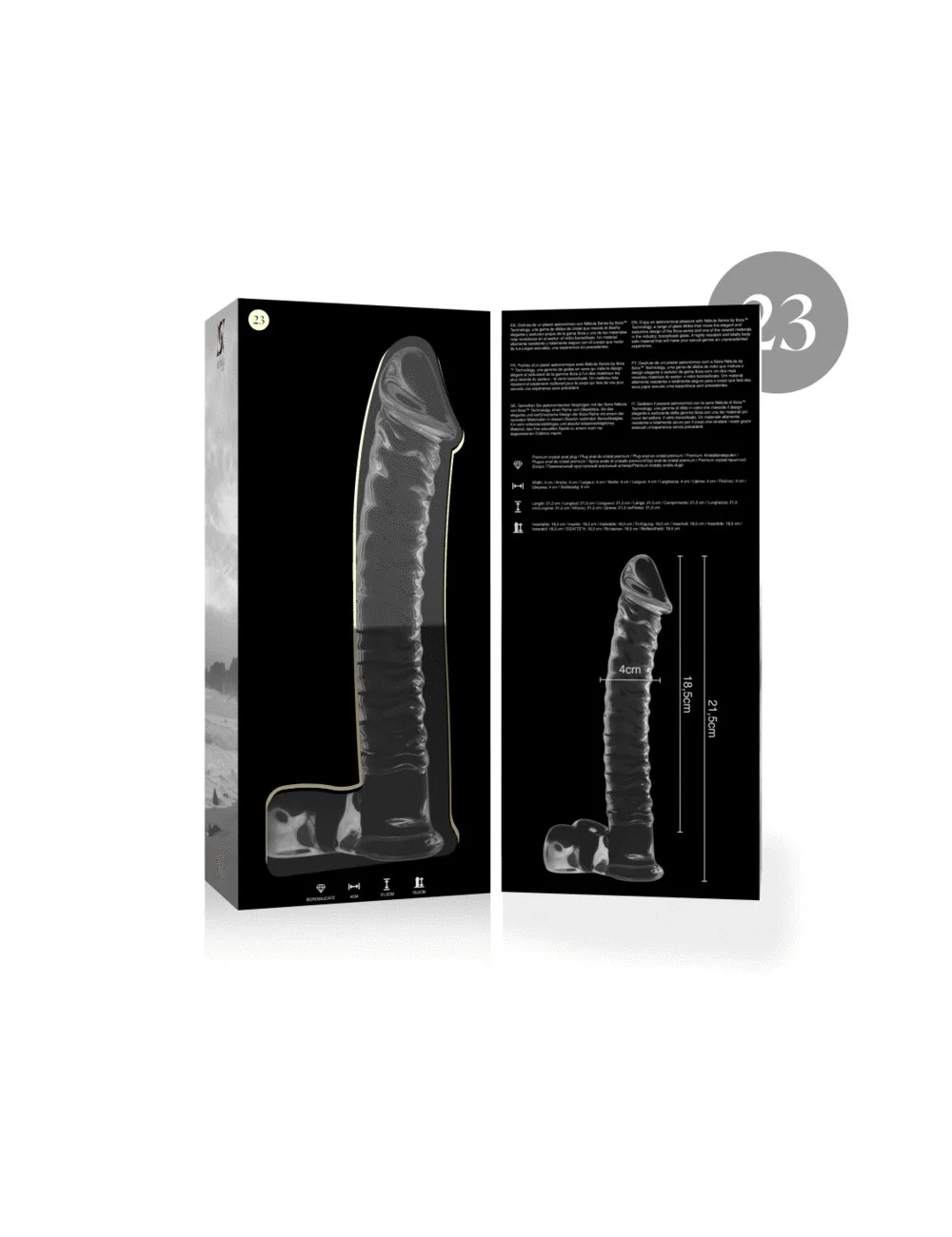 NEBULA SERIES BY IBIZA - MODEL 23 DILDO BOROSILICATE GLASS CLEAR 21.5 CM -O- 4 CM NEBULA SERIES BY IBIZA - MODEL 23 DILDO BOROSILICATE GLASS CLEAR 21.5 CM -O- 4 CM