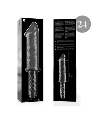 NEBULA SERIES BY IBIZA - MODEL 24 DILDO BOROSILICATE GLASS CLEAR 28.5 CM -O- 5 CM