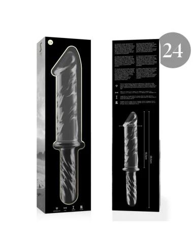 NEBULA SERIES BY IBIZA - MODEL 24 DILDO BOROSILICATE GLASS CLEAR 28.5 CM -O- 5 CM