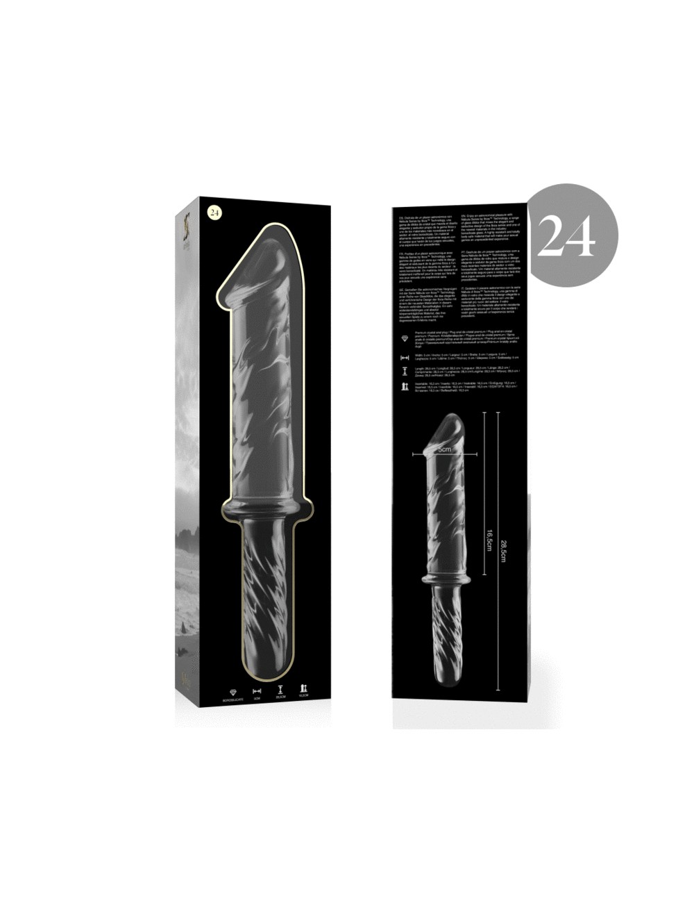 NEBULA SERIES BY IBIZA - MODEL 24 DILDO BOROSILICATE GLASS CLEAR 28.5 CM -O- 5 CM NEBULA SERIES BY IBIZA - MODEL 24 DILDO BOROSILICATE GLASS CLEAR 28.5 CM -O- 5 CM
