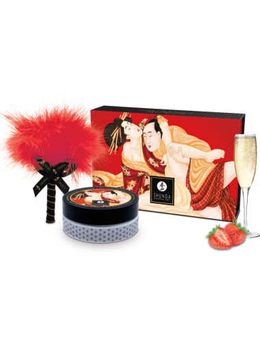 SHUNGA - STRAWBERRY EDIBLE MASSAGE POWDER KIT