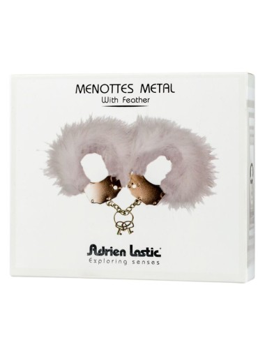ADRIEN LASTIC - METAL HANDCUFFS WITH WHITE FEATHERS