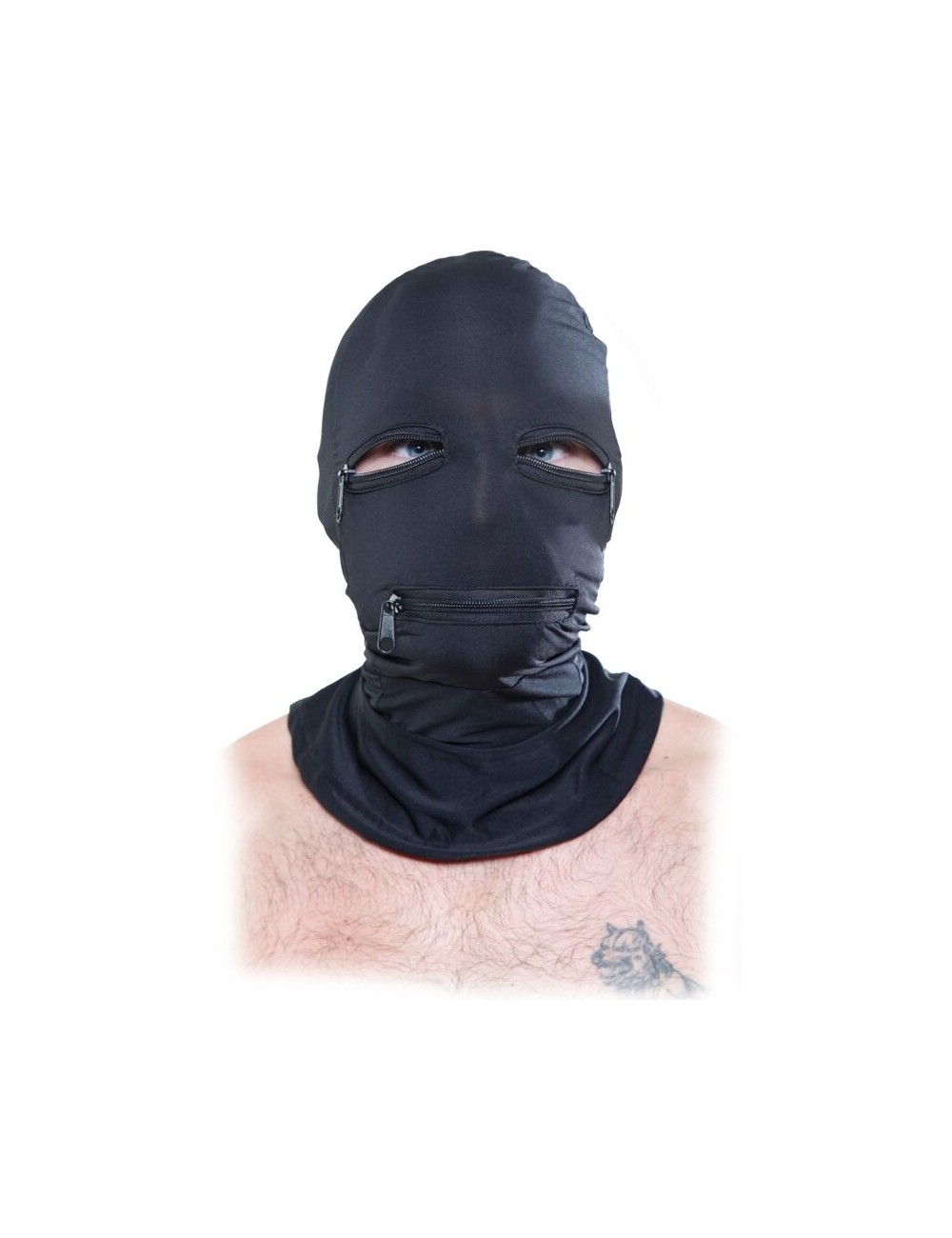 FETISH FANTASY SERIES - HOOD WITH ZIPPERS BLACK