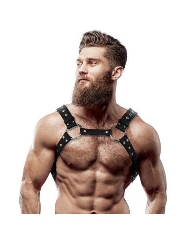 FETISH SUBMISSIVE ATTITUDE - MEN'S ECO-LEATHER CHEST HARNESS WITH STUDS