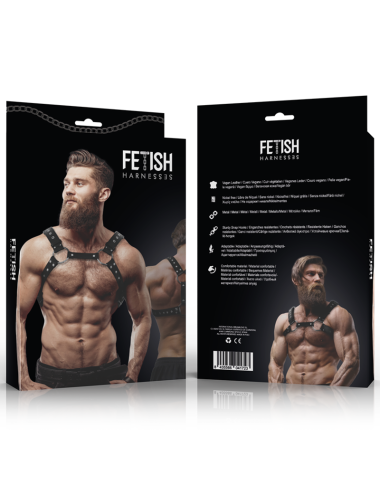 FETISH SUBMISSIVE ATTITUDE - MEN'S ECO-LEATHER CHEST HARNESS WITH STUDS