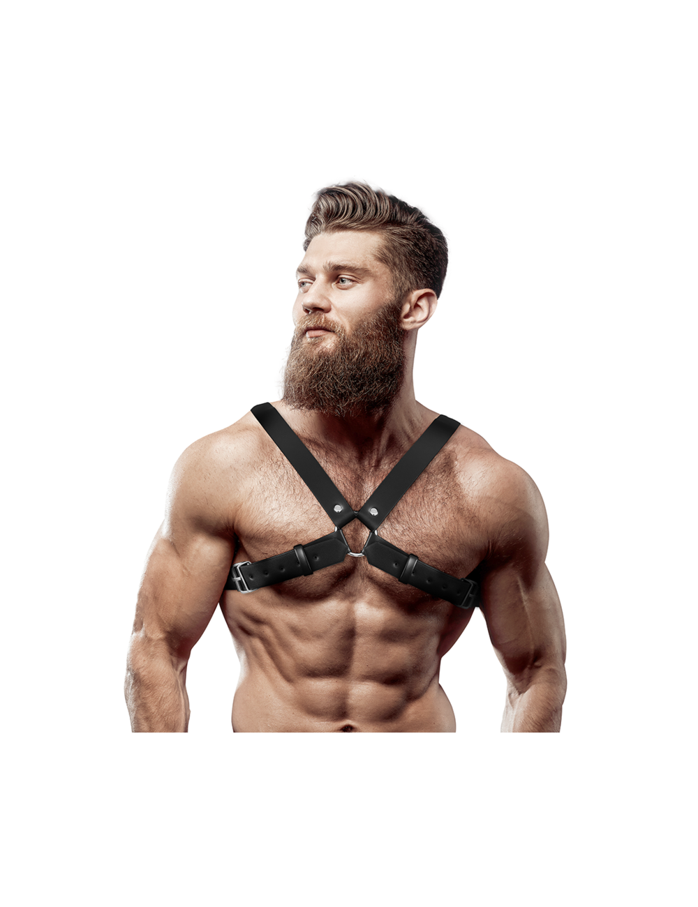 FETISH SUBMISSIVE ATTITUDE - MEN'S ADJUSTABLE ECO-LEATHER CROSS CHEST BULLDOG HARNESS