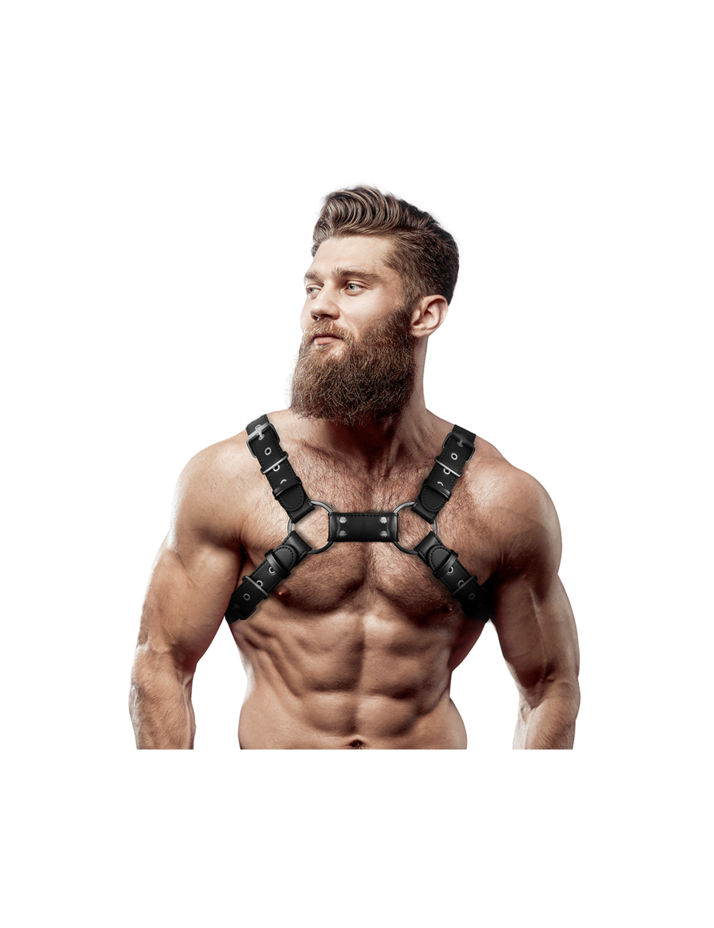 FETISH SUBMISSIVE ATTITUDE - MEN'S ADJUSTABLE ECO-LEATHER CHEST BULLDOG HARNESS