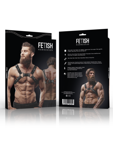 FETISH SUBMISSIVE ATTITUDE - MEN'S ADJUSTABLE ECO-LEATHER CHEST BULLDOG HARNESS