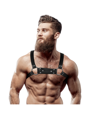 FETISH SUBMISSIVE ATTITUDE - MEN'S ECO-LEATHER BULLDOG CHEST HARNESS SIZE M/L