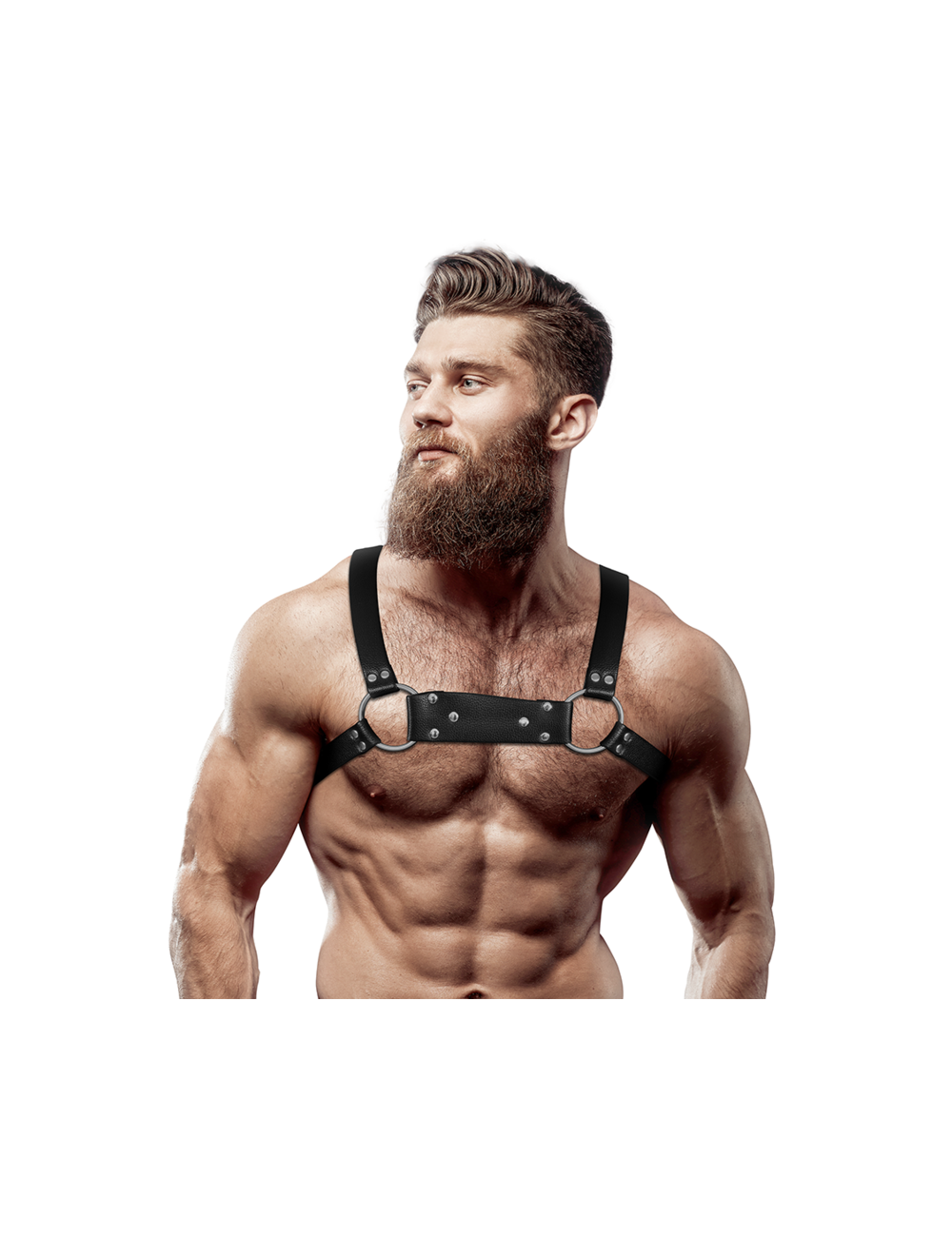 FETISH SUBMISSIVE ATTITUDE - MEN'S ECO-LEATHER BULLDOG CHEST HARNESS SIZE M/L