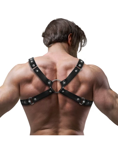 FETISH SUBMISSIVE ATTITUDE - MEN'S ECO-LEATHER BULLDOG CHEST HARNESS SIZE M/L