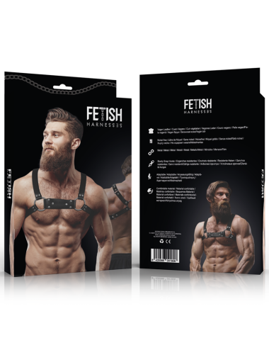 FETISH SUBMISSIVE ATTITUDE - MEN'S ECO-LEATHER BULLDOG CHEST HARNESS SIZE M/L