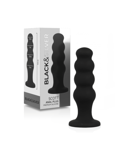 BLACK&SILVER - SCOTT PREMIUM SILICONE ANAL PLUG BLACK