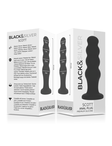 BLACK&SILVER - SCOTT PREMIUM SILICONE ANAL PLUG BLACK