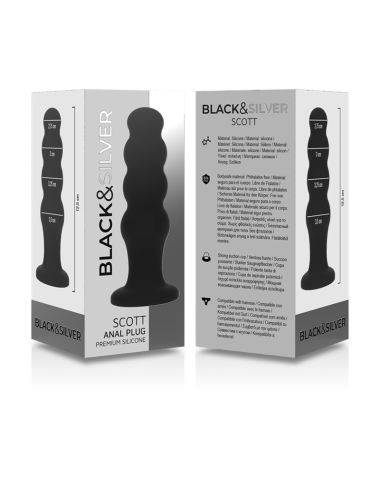 BLACK&SILVER - SCOTT PREMIUM SILICONE ANAL PLUG BLACK