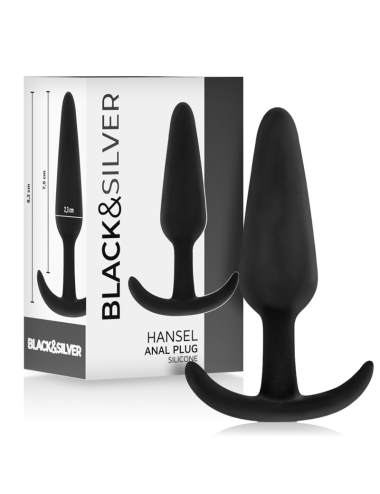 BLACK&SILVER - HANSEL SILICONE ANAL PLUG WITH SMALL HANDLE