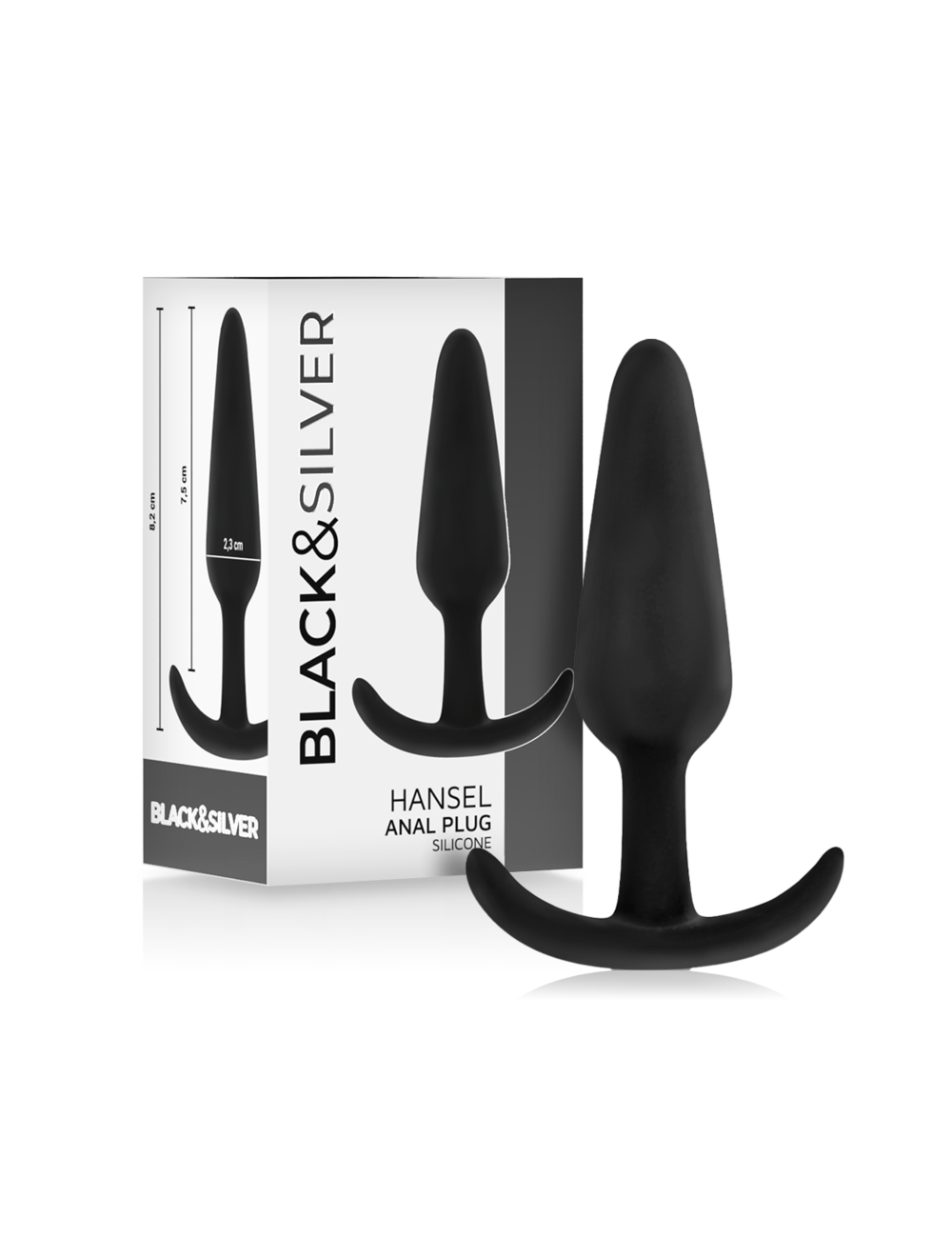 BLACK&SILVER - HANSEL SILICONE ANAL PLUG WITH SMALL HANDLE