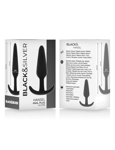 BLACK&SILVER - HANSEL SILICONE ANAL PLUG WITH SMALL HANDLE