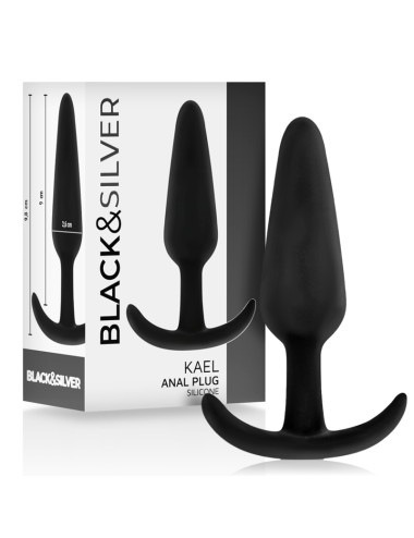 BLACK&SILVER - KAEL SILICONE ANAL PLUG WITH MEDIUM HANDLE
