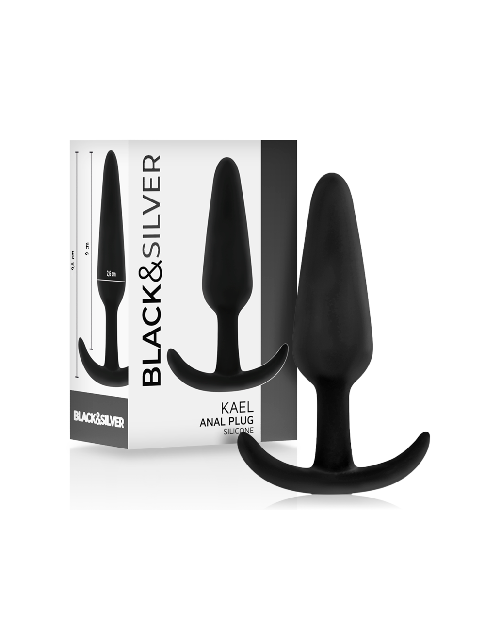BLACK&SILVER - KAEL SILICONE ANAL PLUG WITH MEDIUM HANDLE