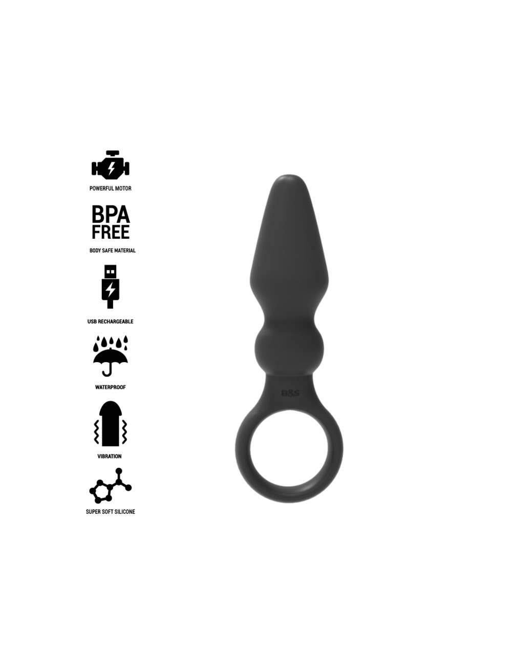 BLACK&SILVER - OZZY POWERFUL SILICONE ANAL PLUG