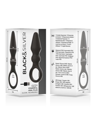 BLACK&SILVER - OZZY POWERFUL SILICONE ANAL PLUG