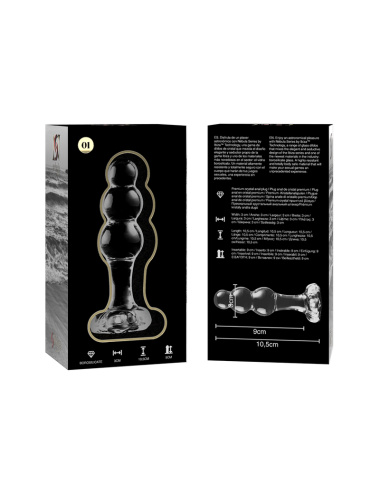 NEBULA SERIES BY IBIZA - MODEL 1 ANAL PLUG BOROSILICATE GLASS CLEAR 10.5 CM -O- 3 CM
