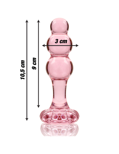 NEBULA SERIES BY IBIZA - MODEL 1 ANAL PLUG BOROSILICATE GLASS PINK 10.5 CM -O- 3 CM