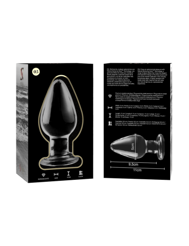 NEBULA SERIES BY IBIZA - MODEL 3 ANAL PLUG BOROSILICATE GLASS TRANSPARENT 11 CM -O- 5 CM