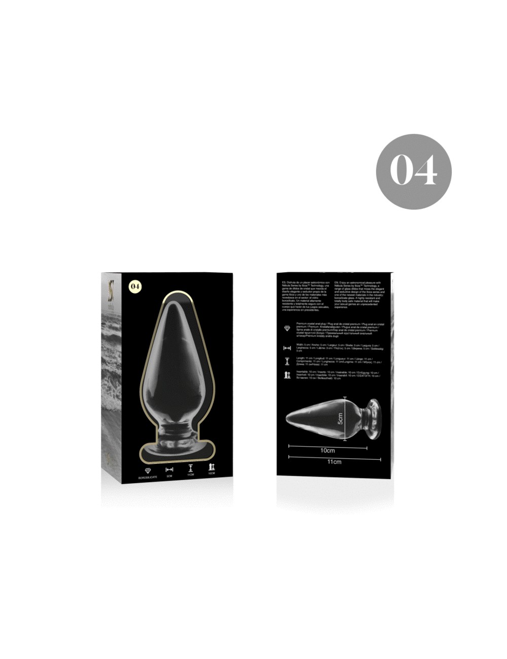 NEBULA SERIES BY IBIZA - MODEL 4 ANAL PLUG BOROSILICATE GLASS CLEAR 11 CM -O- 5 CM