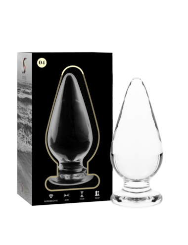 NEBULA SERIES BY IBIZA - MODEL 4 ANAL PLUG BOROSILICATE GLASS CLEAR 11 CM -O- 5 CM