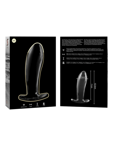 NEBULA SERIES BY IBIZA - MODEL 5 ANAL PLUG BOROSILICATE GLASS CLEAR 12.5 CM -O- 3.5 CM