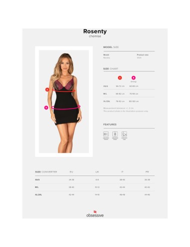 OBSESSIVE - ROSENTY CHEMISE & THONG M/L