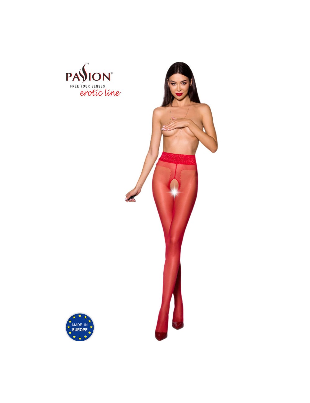 PASSION - TIOPEN 001 RED TIGHTS 3/4 20 DEN PASSION - TIOPEN 001 RED TIGHTS 3/4 20 DEN