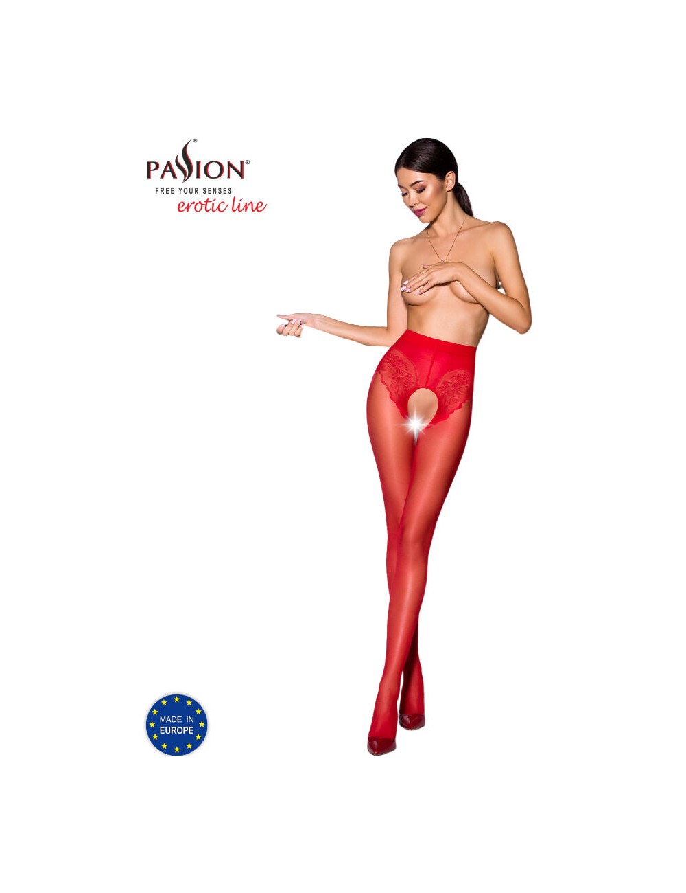 PASSION - TIOPEN 006 RED TIGHTS 3/4 30 DEN PASSION - TIOPEN 006 RED TIGHTS 3/4 30 DEN