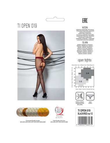 PASSION - TIOPEN 019 BLACK/RED TIGHTS 1/2 20 DEN