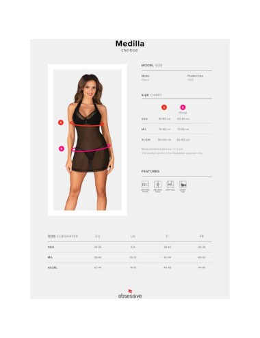 OBSESSIVE - MEDILLA CHEMISE & THONG XS/S