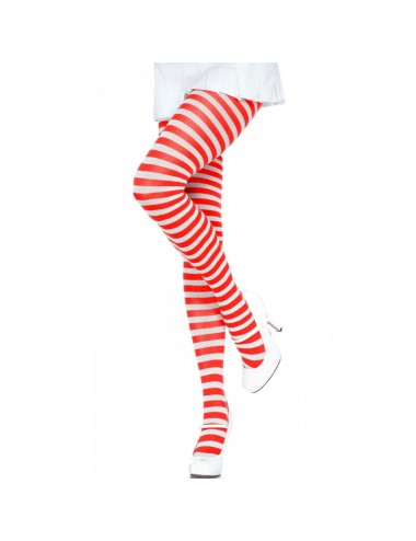 LEG AVENUE - WHITE/RED STRIPED TIGHTS