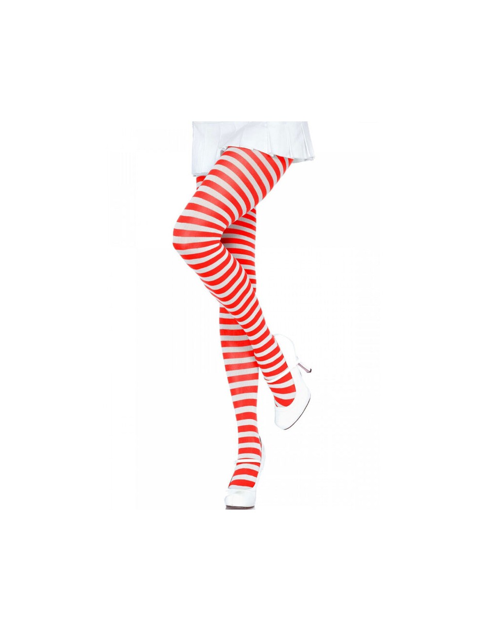 LEG AVENUE - WHITE/RED STRIPED TIGHTS LEG AVENUE - WHITE/RED STRIPED TIGHTS