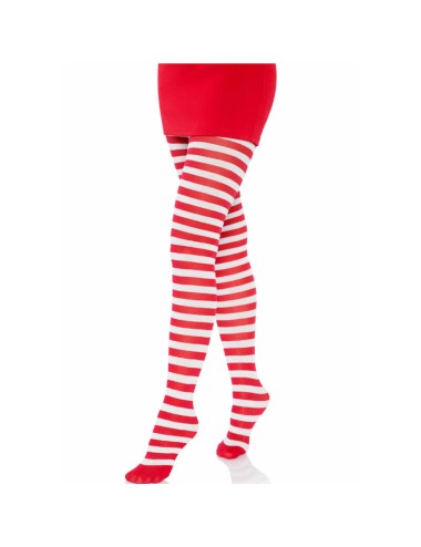LEG AVENUE - WHITE/RED STRIPED TIGHTS