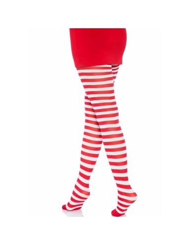 LEG AVENUE - WHITE/RED STRIPED TIGHTS