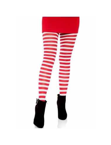 LEG AVENUE - WHITE/RED STRIPED TIGHTS